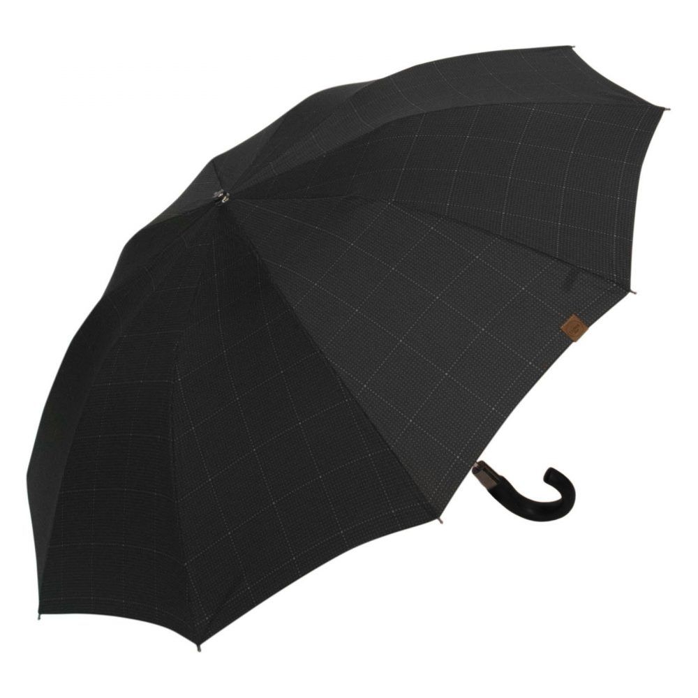 Paraguas plegable de hombre estampado negro de M&P cuadros
