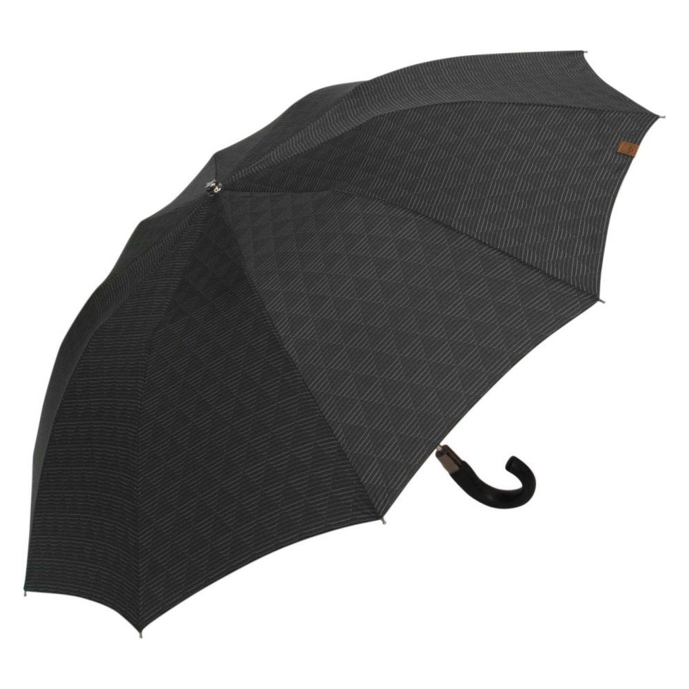Paraguas plegable de hombre estampado negro de M&P triángulos