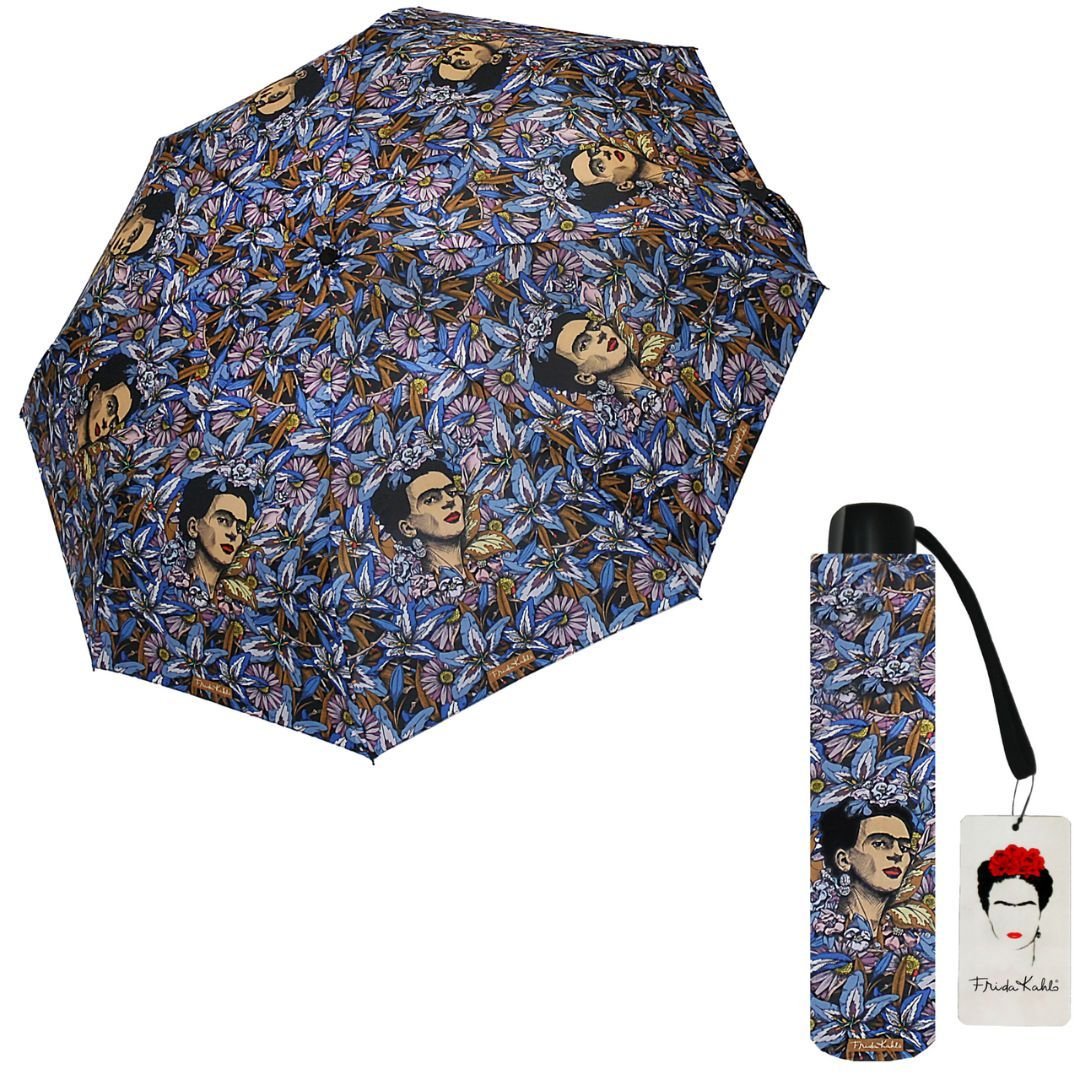 Paraguas plegable Frida Kahlo flores azules Bolchetta