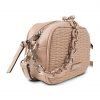 Bolso bandolera de mujer drapeado de Cimarron lateral con cadena beige