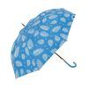 Paraguas largo de mujer con estampado de hojas MP azul abierto
