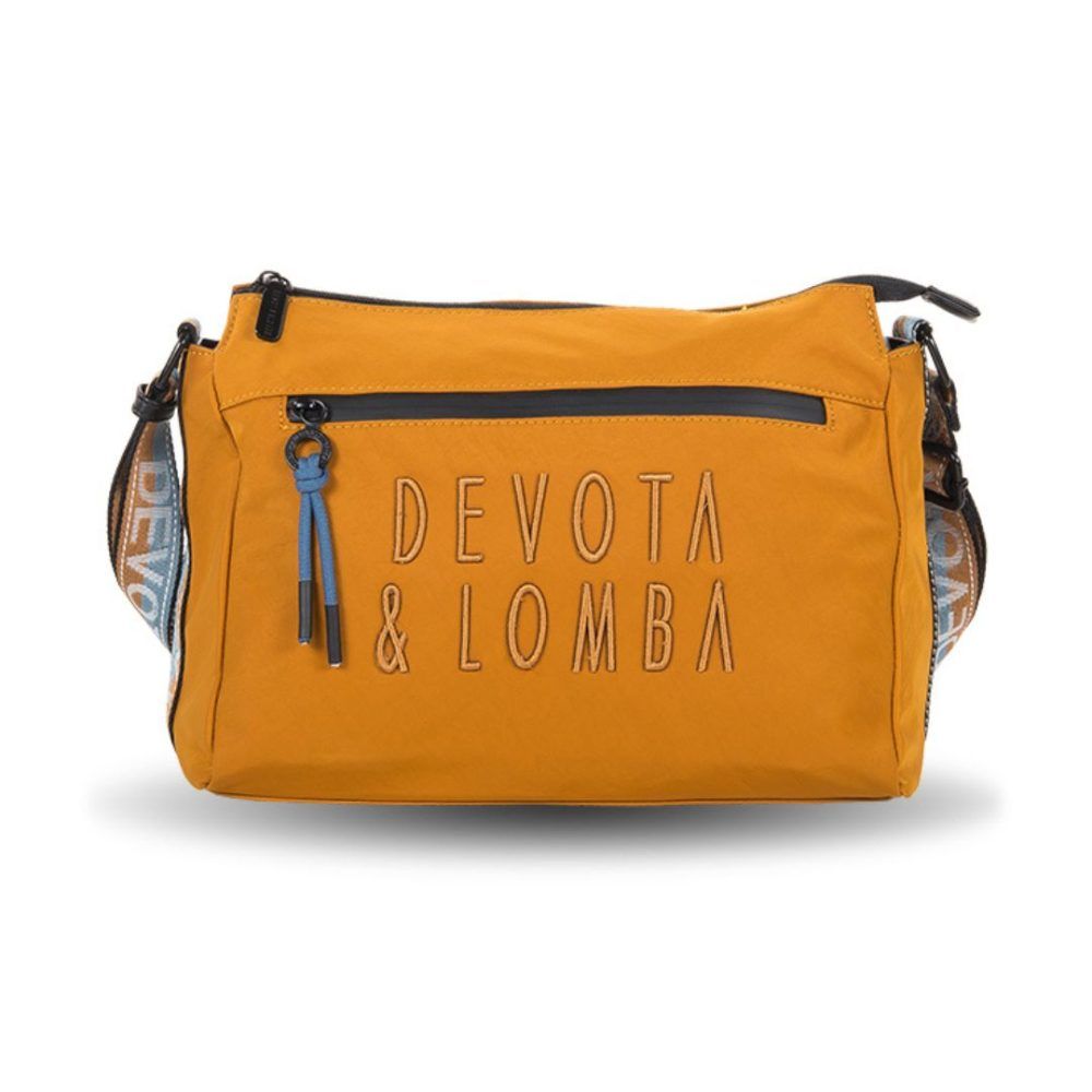 Bolso bandolera de tela Devota y Lomba con logo caldera