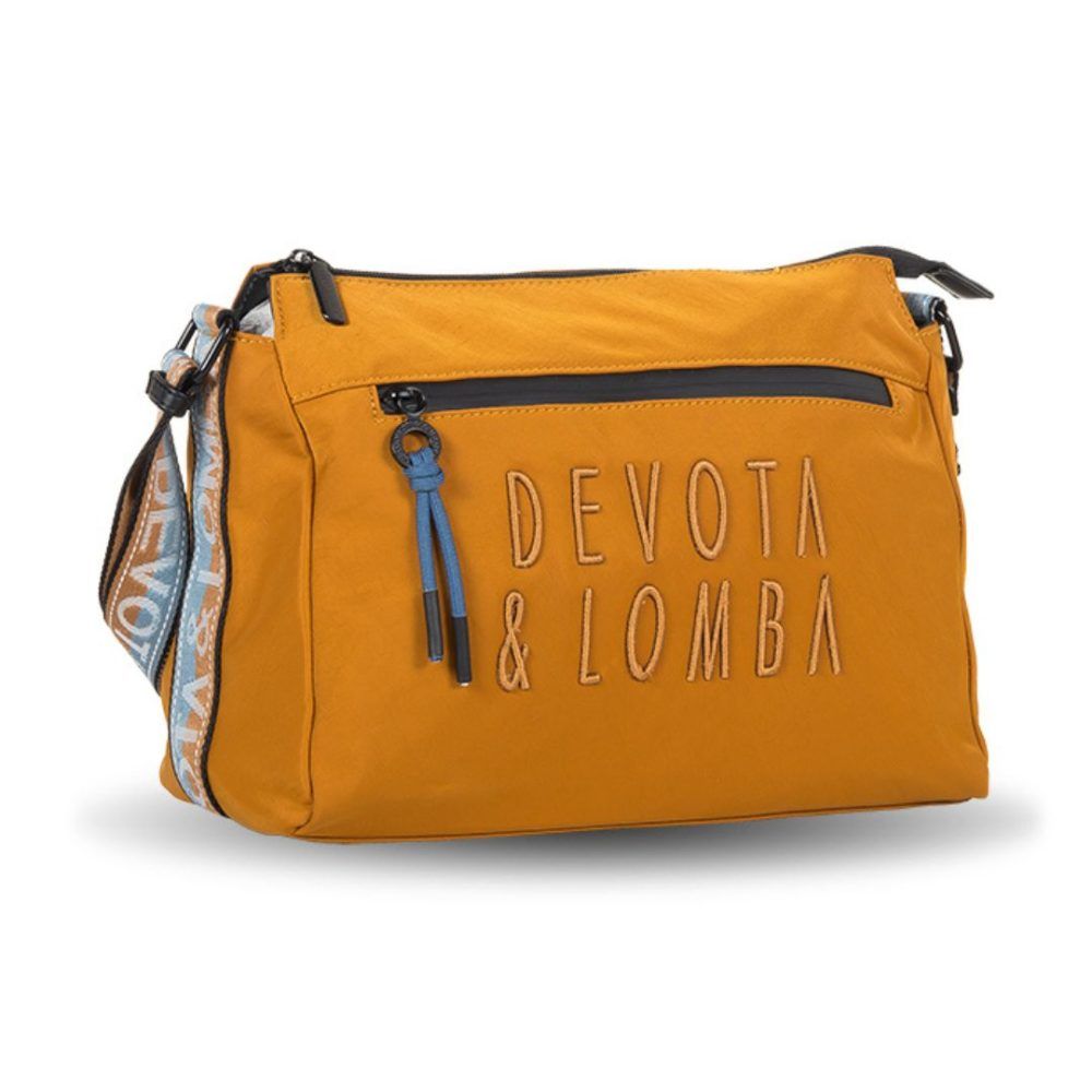 Bolso bandolera de tela Devota y Lomba con logo caldera lateral