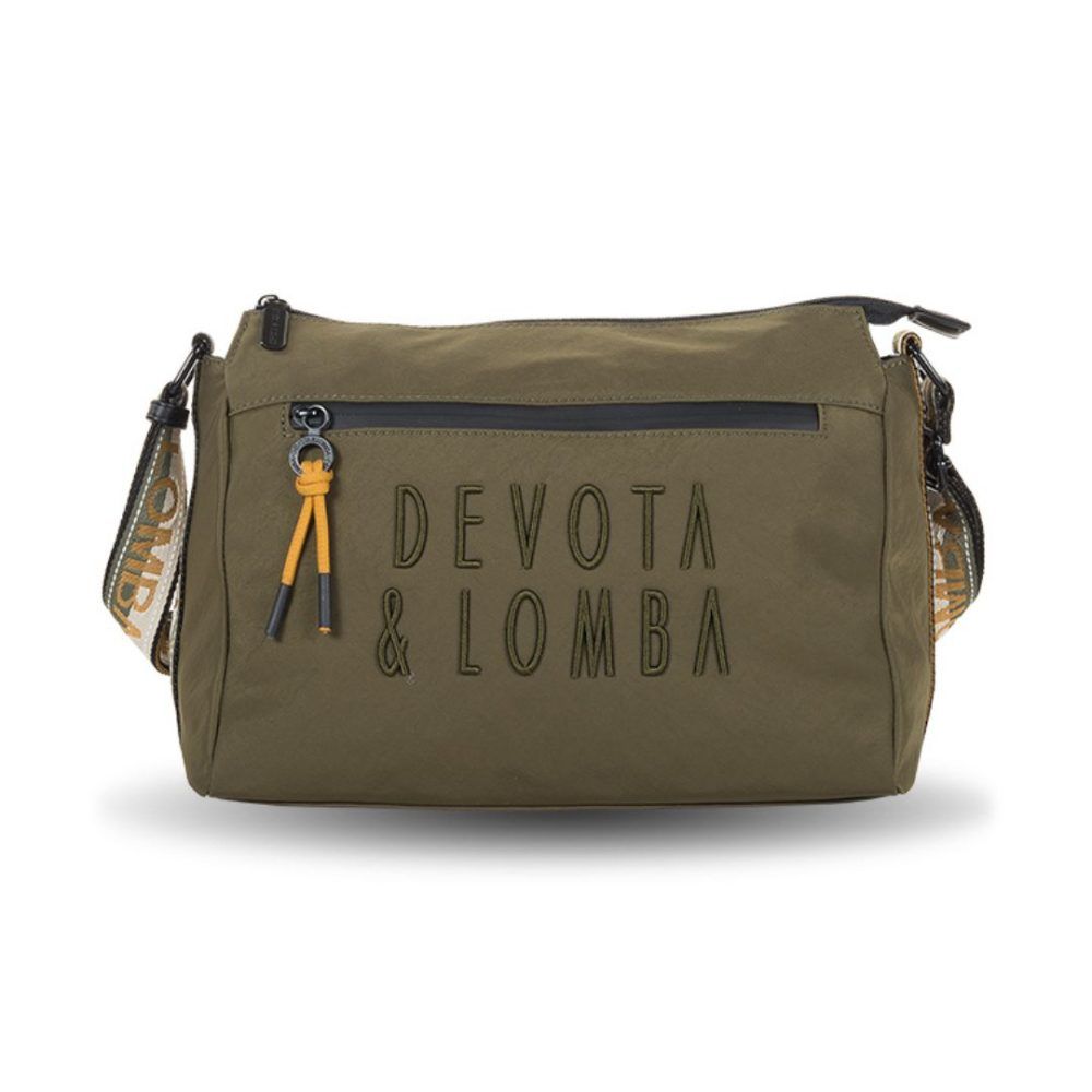 Bolso bandolera de tela Devota y Lomba con logo kaki