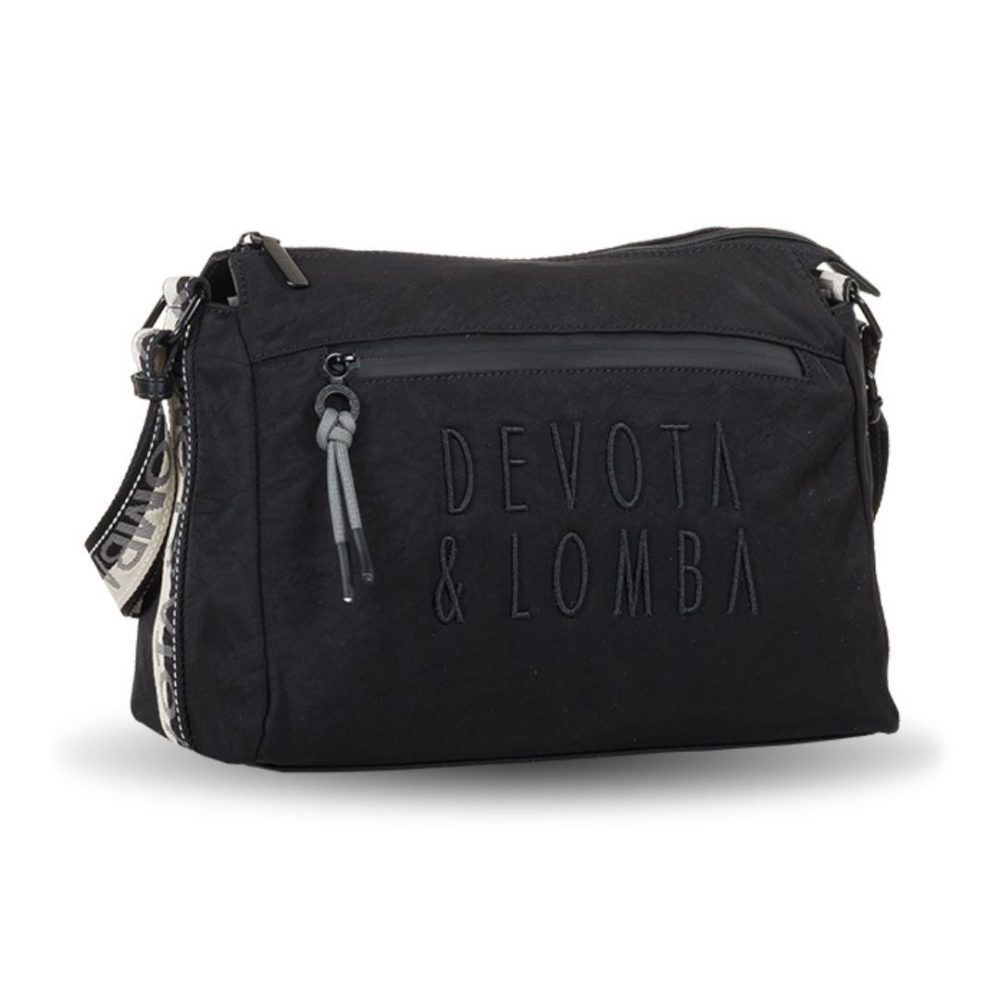 Bolso bandolera de tela Devota y Lomba con logo negro lateral