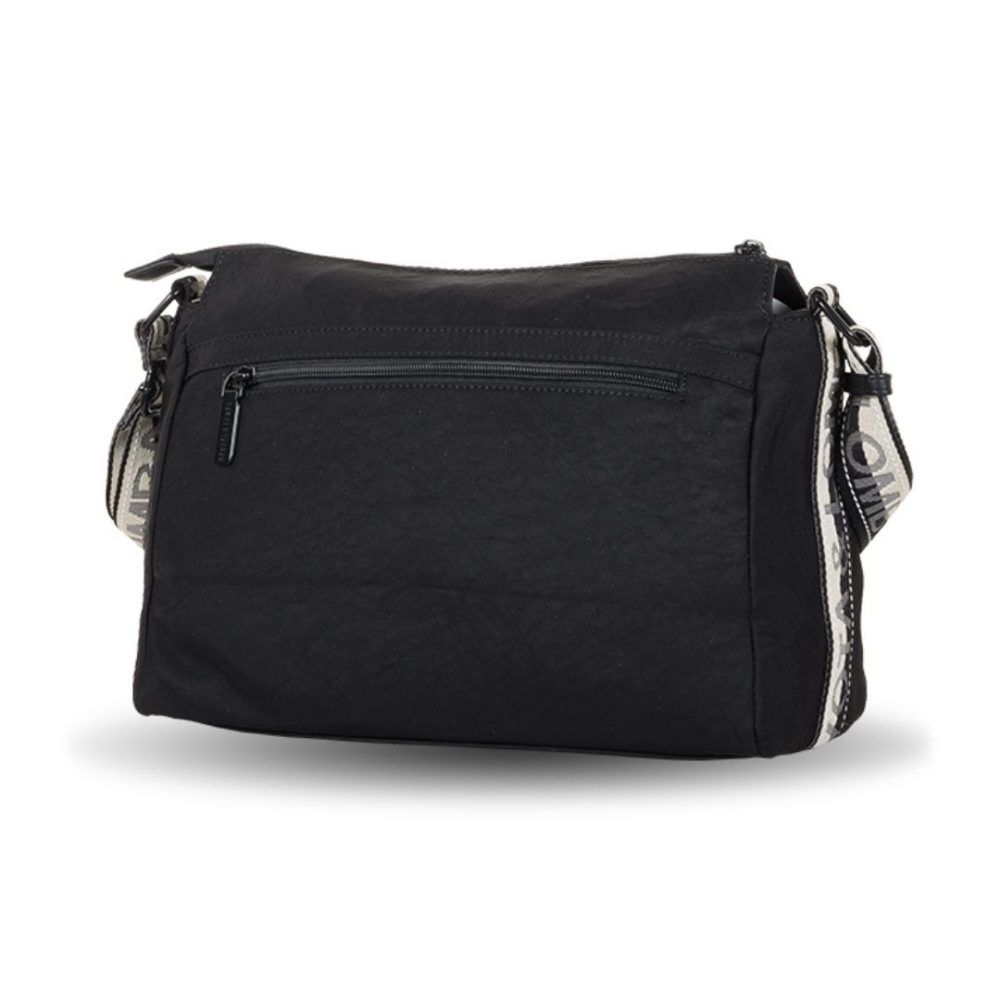 Bolso bandolera de tela Devota y Lomba con logo negro trasera