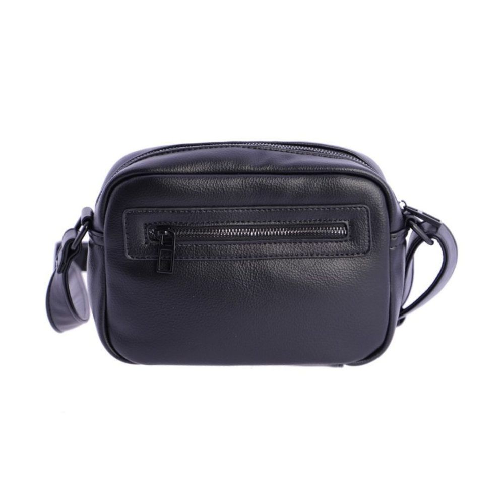 Bolso bandolera don algodón con pespuntes trasera negro