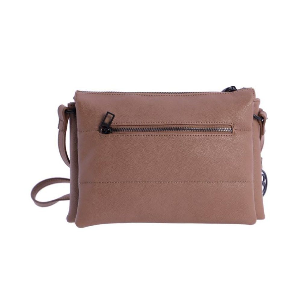 Bolso bandolera Don Algodon triple compartimento camel trasera