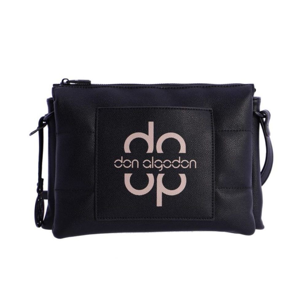 Bolso bandolera Don Algodon triple compartimento negro frontal