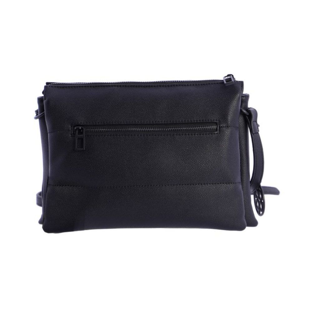 Bolso bandolera Don Algodon triple compartimento negro trasera