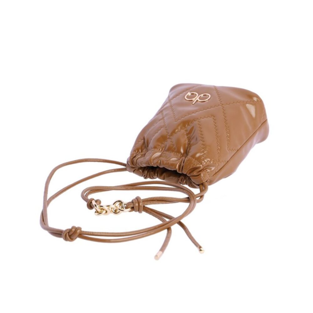 Bolso bandolera Don Algodon mujer camel detalle de corrrea