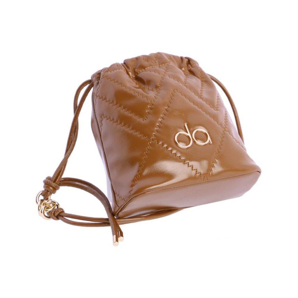 Bolso bandolera Don Algodon mujer camel detalle de pespuntes