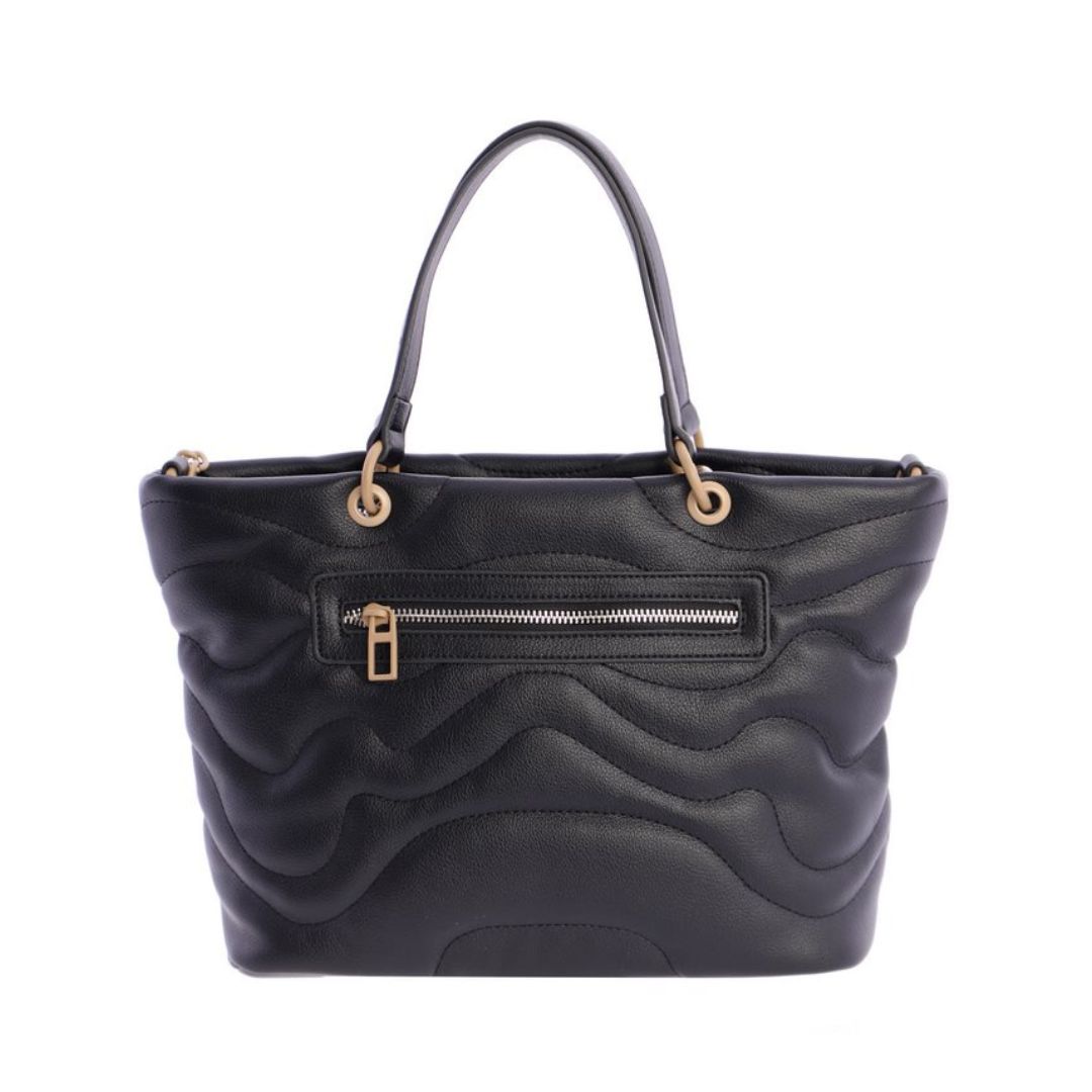 Bolso shopping acolchado negro don algodon trasera