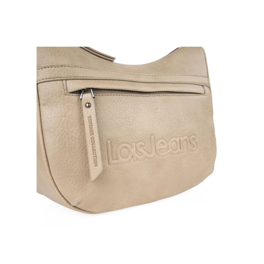 Bolso bandolera góndola Lois beige detalle de bolso delantero