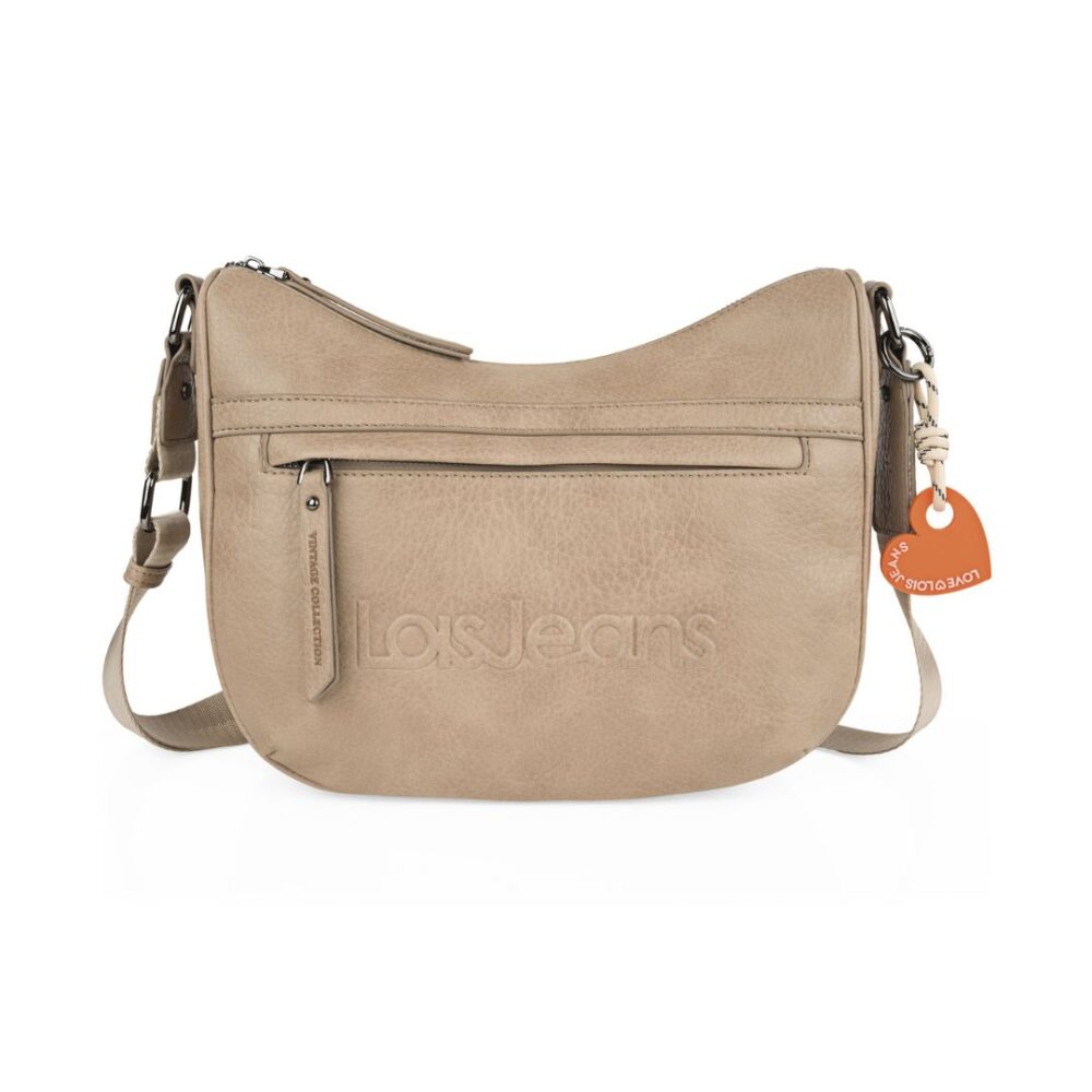 Bolso bandolera góndola Lois beige frontal