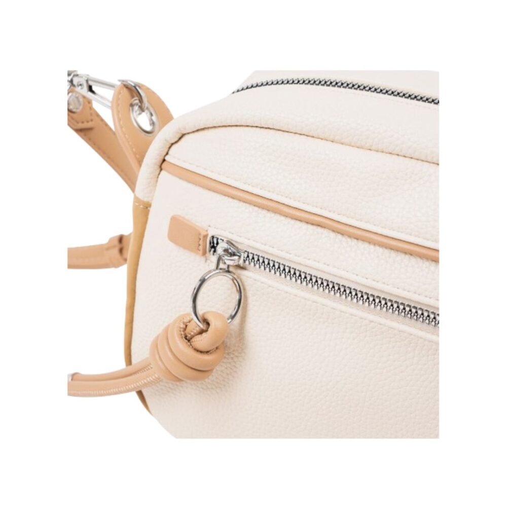 Bolso bandolera camel Matties detalle de cremallera