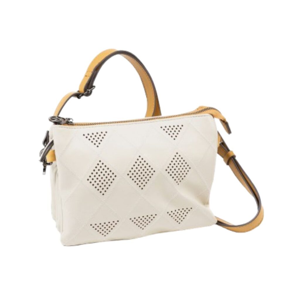 Bolso bandolera triple compartimento Matties beige frontal