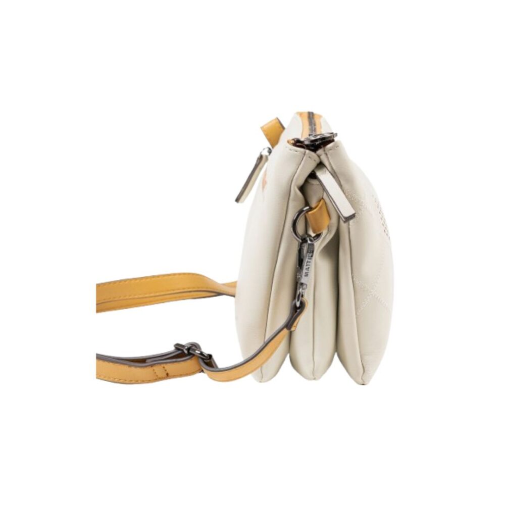 Bolso bandolera triple compartimento Matties beige lateral