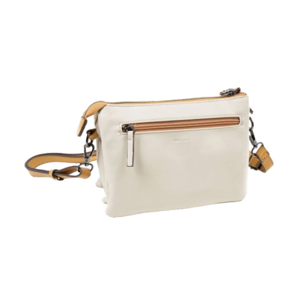 Bolso bandolera triple compartimento Matties beige trasera