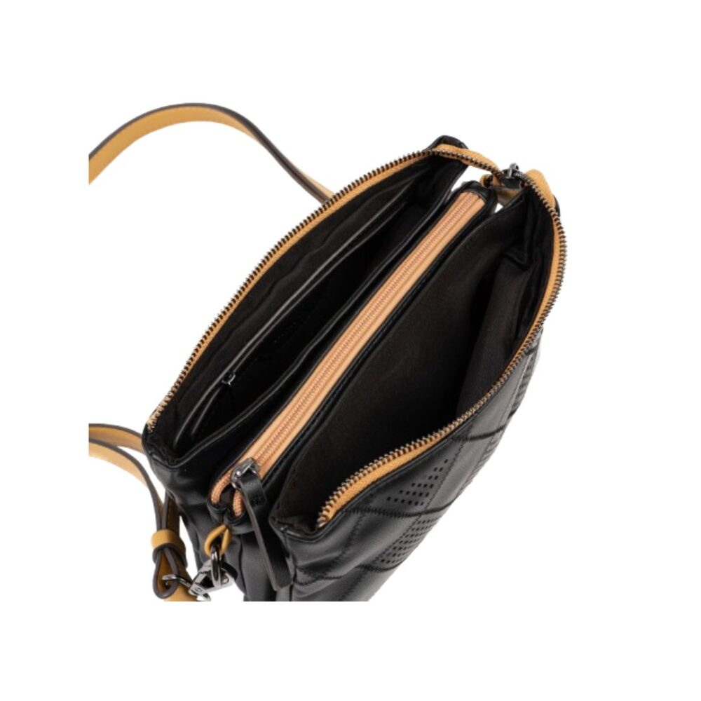 Bolso bandolera triple compartimento Matties negro interior