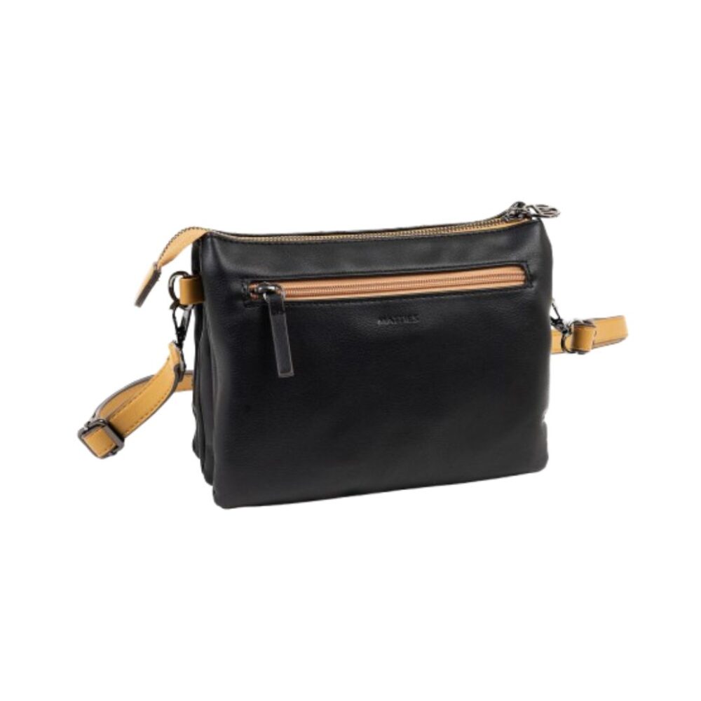 Bolso bandolera triple compartimento Matties negro trasera